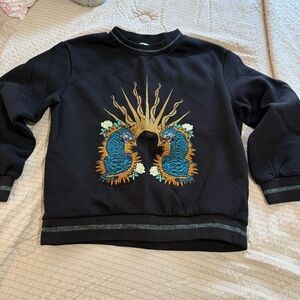 H&M Black Tiger Embroidered Crew Neck Sweatshirt medium